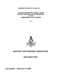 GRAND LODGE COMMITTEE ON WORK for DISTRICTS 1A, 1B, & 54
