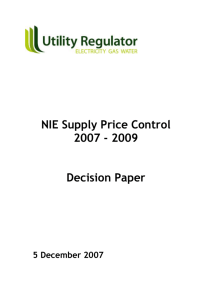 NIE Supply Price Control 2007