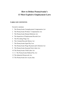 Top Ten Pennsylvania Employment Laws