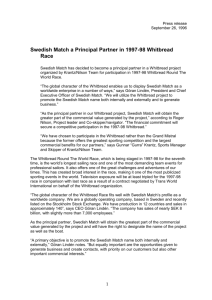 Press release September 26, 1996 Swedish Match a Principal