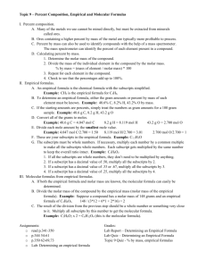 Topic 9 – Percent Composition, Empirical and Molecular Formulas I