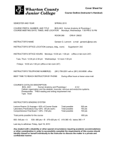 Biology 2401 Human Anatomy and Physiology I