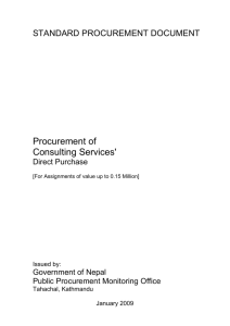 Procurement of Consulting Services, Direct Purchase[For