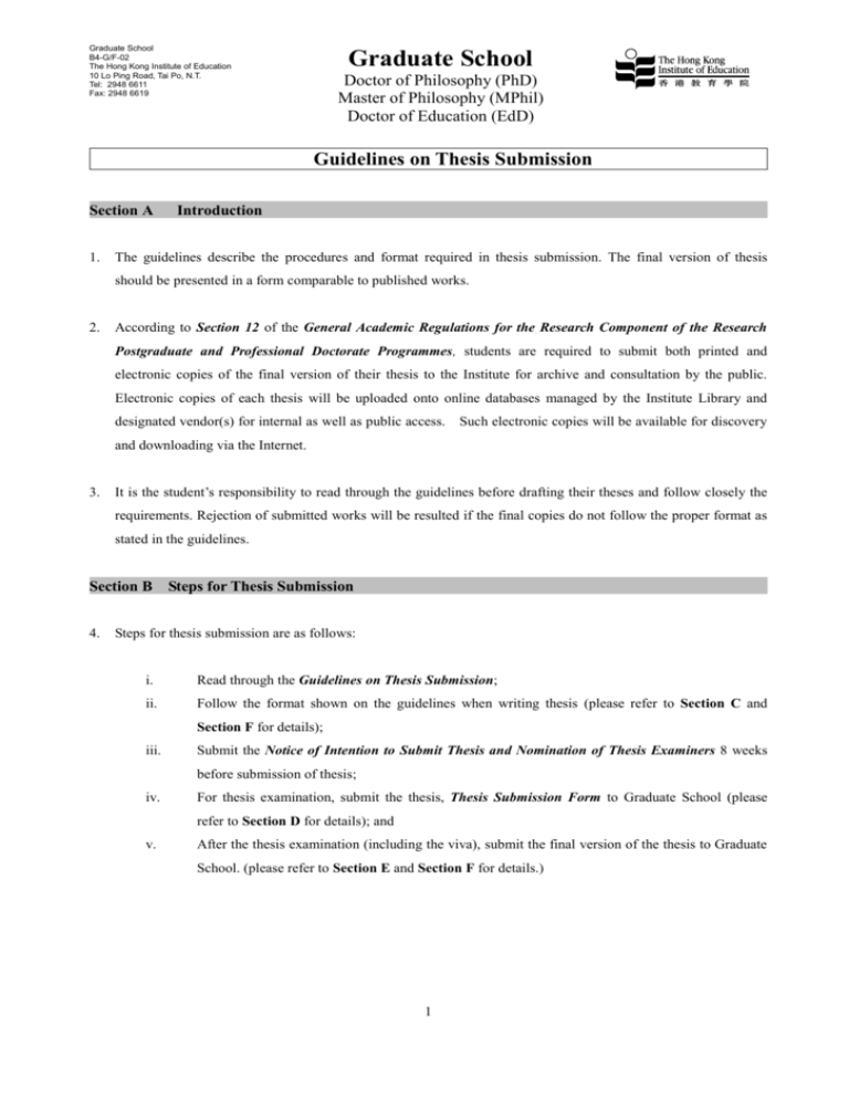 hkust thesis guideline
