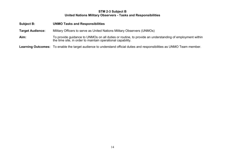 STM 2-3 UNMO Module Subject B