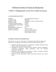 CMN112 Principles of Management