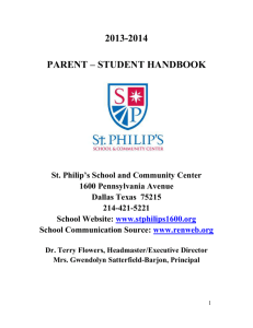 2013 - 2014 Parents Handbook - St. Philip's School and Community