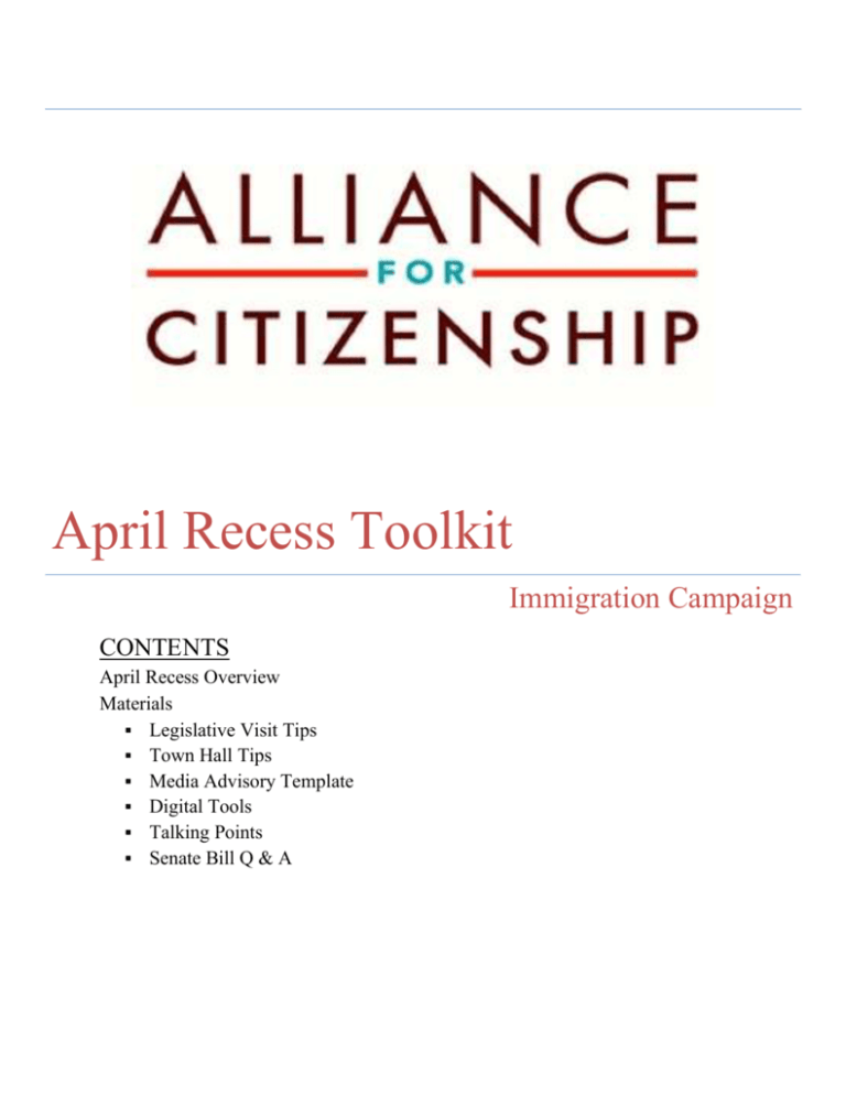 April Recess Overview