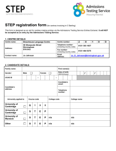 STEP registration form - sterling