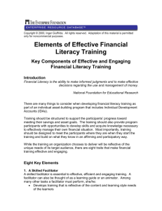Elements of Effective Financial Literacy Training