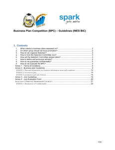 Business Plan Competition – Guidelines - INES