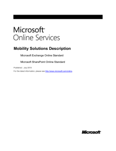 Microsoft Online Service Mobility Solutions Description