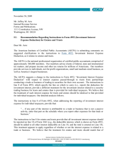 AICPA Letter to IRS on Form 4952 Regarding Investment Interest