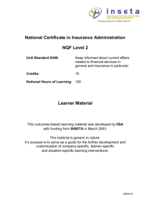 National Certificate in Insurance Administration