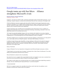 Tech Document 2 - Google and Sun