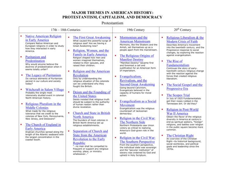 Major Themes In American History Online