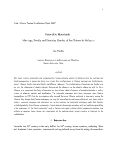 Marriage, Family and Ethnicity Identity of the Chinese in Malaysia