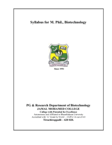 M.Phil., Biotechnology Syllabus - JMC