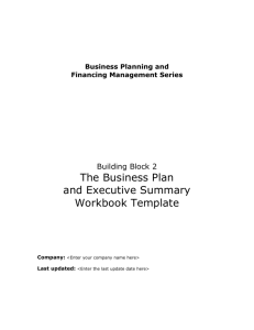 The business plan and executive summary workbook template