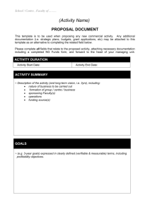 Commercial Activity Business Plan/Activity