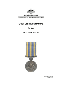 Chief Officer's Manual for the National Medal