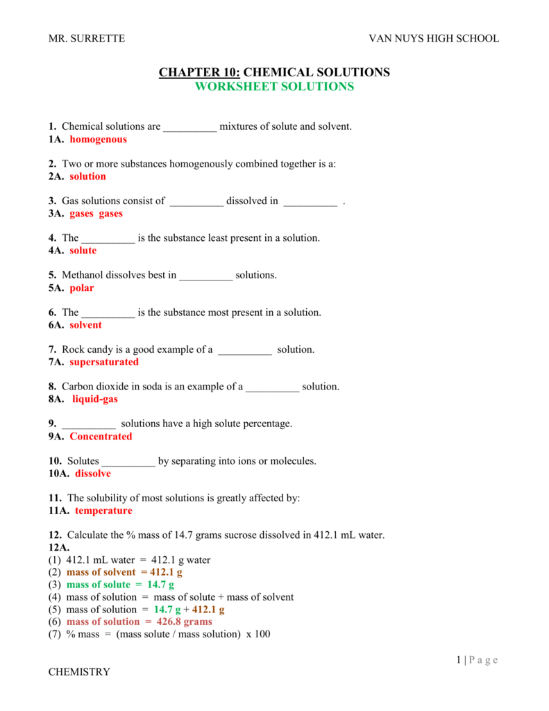 atomic physics worksheet Pertaining To Mixtures And Solutions Worksheet Answers