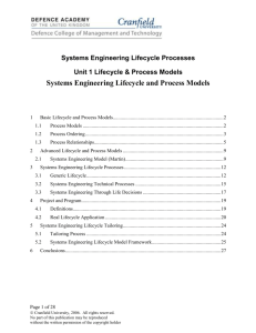 3 Systems Engineering Lifecycle Processes