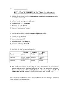 SNC 2D- CHEMISTRY INTRO QUIZ