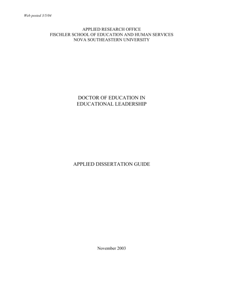 nova southeastern university dissertation template