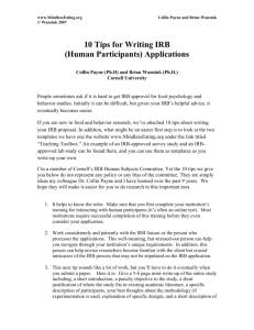 10 Tips for Writing IRB Applications