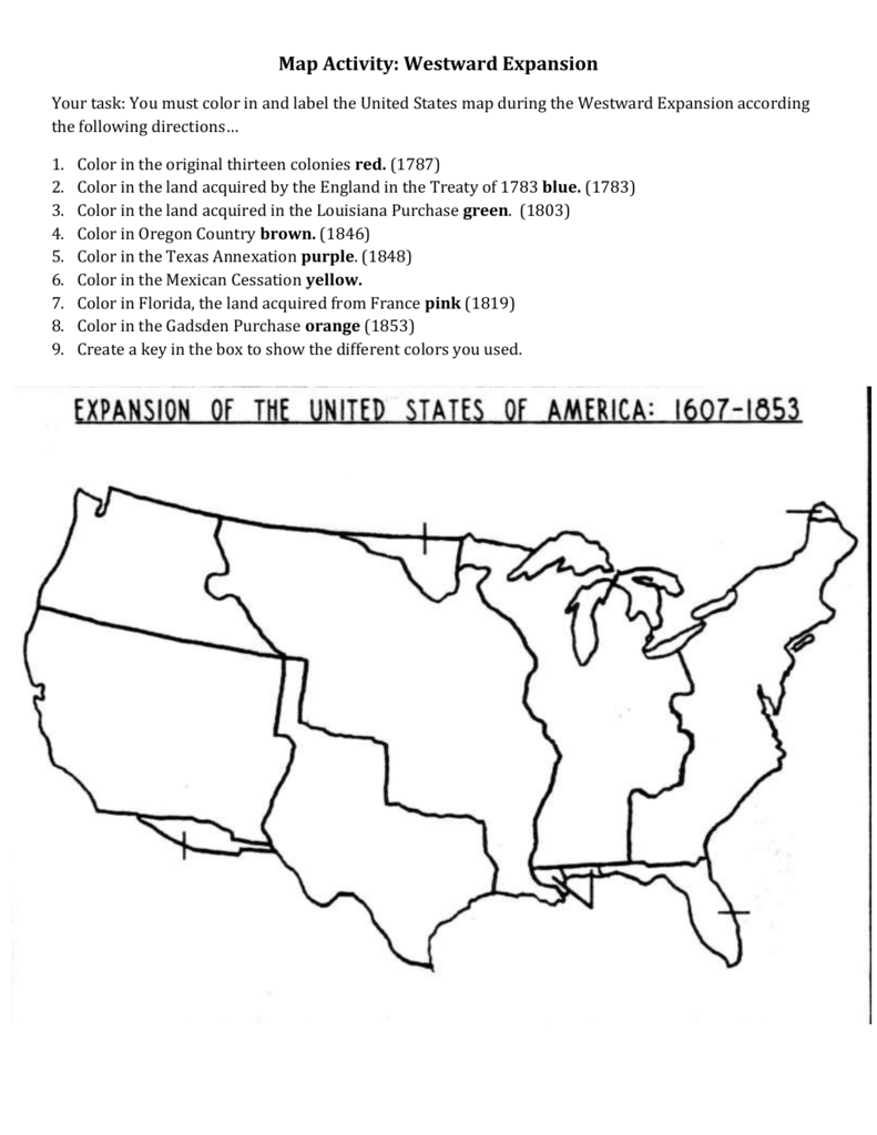 westward expansion map activity answer key