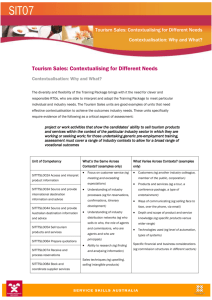 Tourism Sales: Contextualising for Different Needs