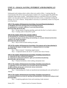 Unit 11 – Goals, Saving, Interest and Banking