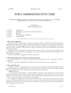 iowa administrative code - Iowa Division of Banking