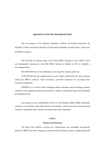 Agreement on the [New Development Bank]