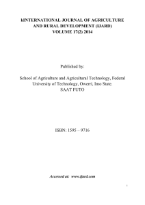 TABBLE OF CONTENTS - International Journal of Agriculture