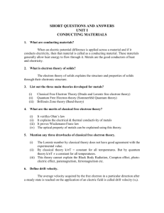 SHORT QUESTIONS AND ANSWERS UNIT I CONDUCTING