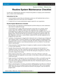 Routine System Maintenance Checklist doc