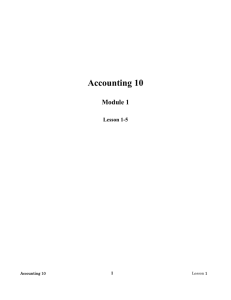 Accounting 10 Module 1 Lesson 1-5 Lesson One-