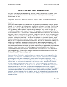 WSQA Training Committee Senior Examiner Training 2009 Exercise