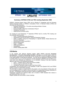 EFRAG - TEG SEPTEMBER 2005 Summary of EFRAG CFSS and