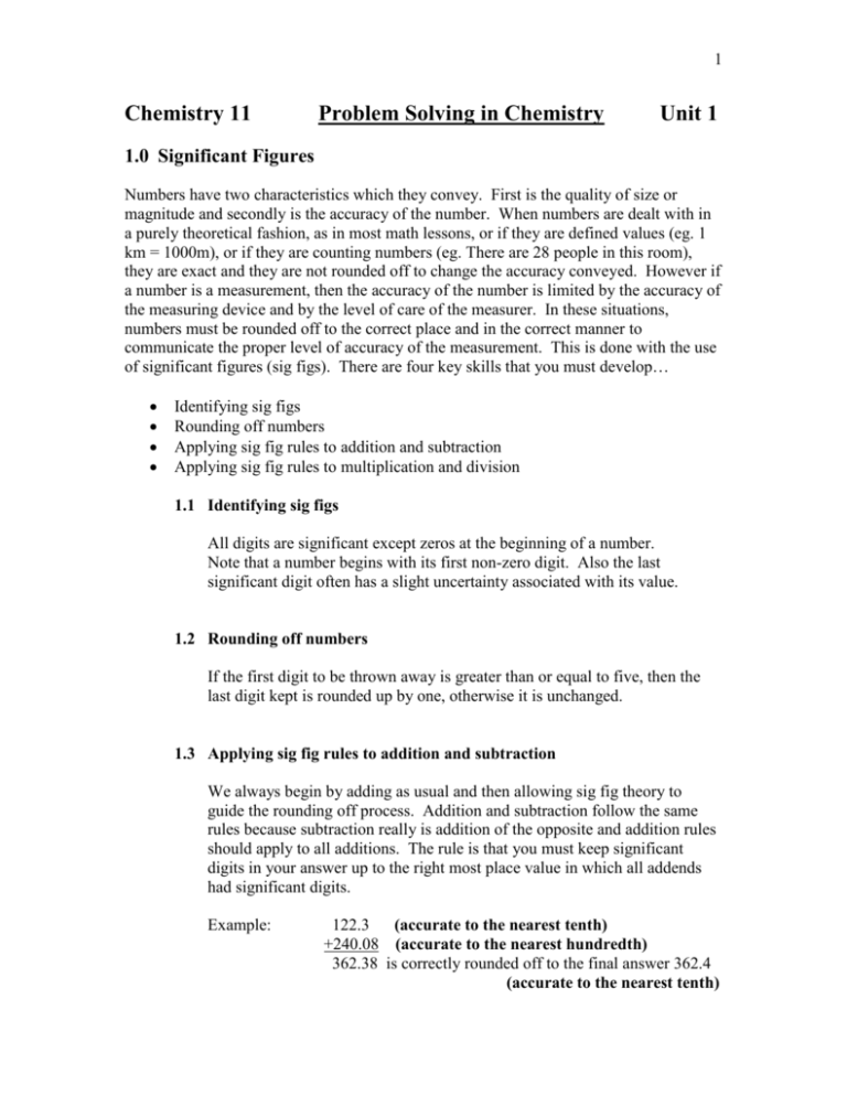 Chemistry 11 Problem Solving in Chemistry