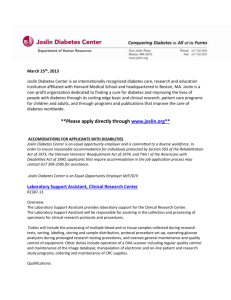 March 25th, 2013 Joslin Diabetes Center is an internationally