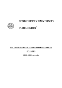 M.A. French - Pondicherry University