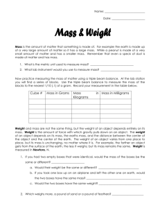 Mass and Weight Lab