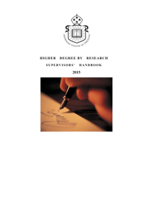 HDR Supervisors' Handbook 2015 - Australian College of Theology