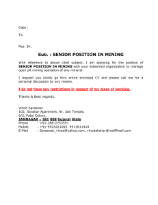 1 Date : To, Res. Sir, Sub. : SENIOR POSITION IN MINING With