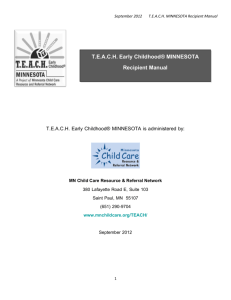 September 2012 T.E.A.C.H. MINNESOTA Recipient Manual