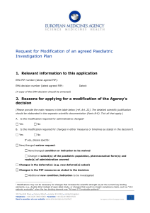Request for modification of an agreed paediatric investigation plan