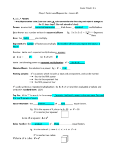Grade 7 Math: 1.5 Chap.1 Factors and Exponents – Lesson #3 P. 16